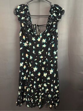floral high neck midi dress 3D Floral High Neck Short sleeve Midi Dress